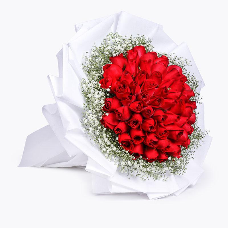 6 Pcs. Red Roses Bouquet with Birthday Cake